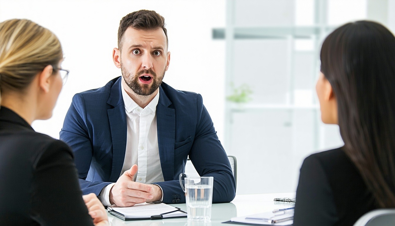 A determined insurance agent confidently engaging